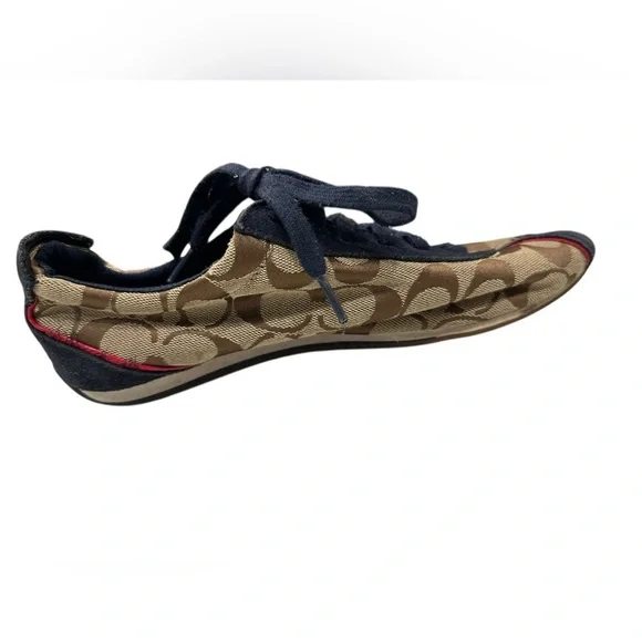 COACH Devin Signature Logo Shoes Sneakers Navy Khaki sz 8.5 Women's - Picture 5 of 8
